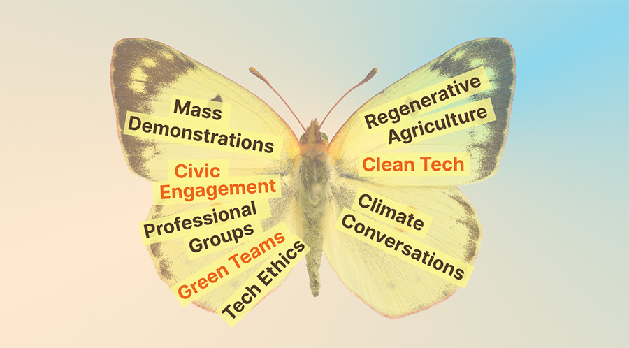Mapping of the key projects overlaid on a butterfly