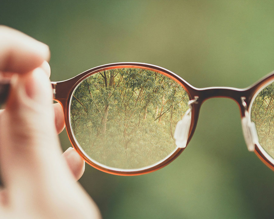 Glasses that are out of focus, making everything appear blurry