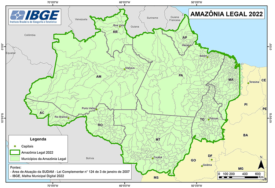 A map of the Brazilian Legal Amazon