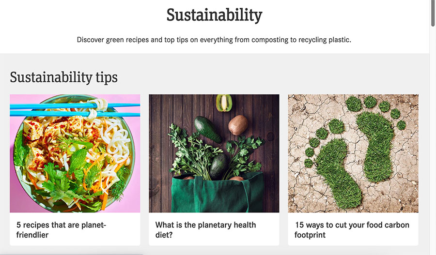 Sustainability recipes - BBC Good Food screenshot