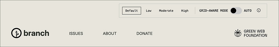 Grid-aware component bar in default mode