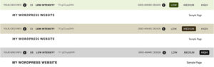 Screenshot of the different versions of the top bar depending on the grid intensity of the user's location.
