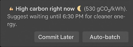 A feature that shows high-carbon alerts